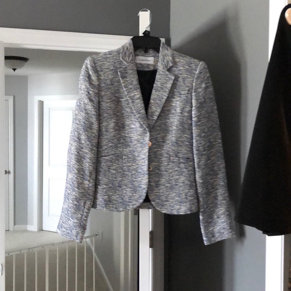 Blue and black suit jacket